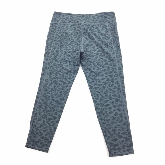 MTA Sports 3/4 Length Athletic Workout Leggings Size 1X Womens Plus Gray Cheetah - Picture 2 of 7